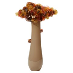 Komorebi in Weimaraner, beige & orange blown glass sculpture by Louis Thompson