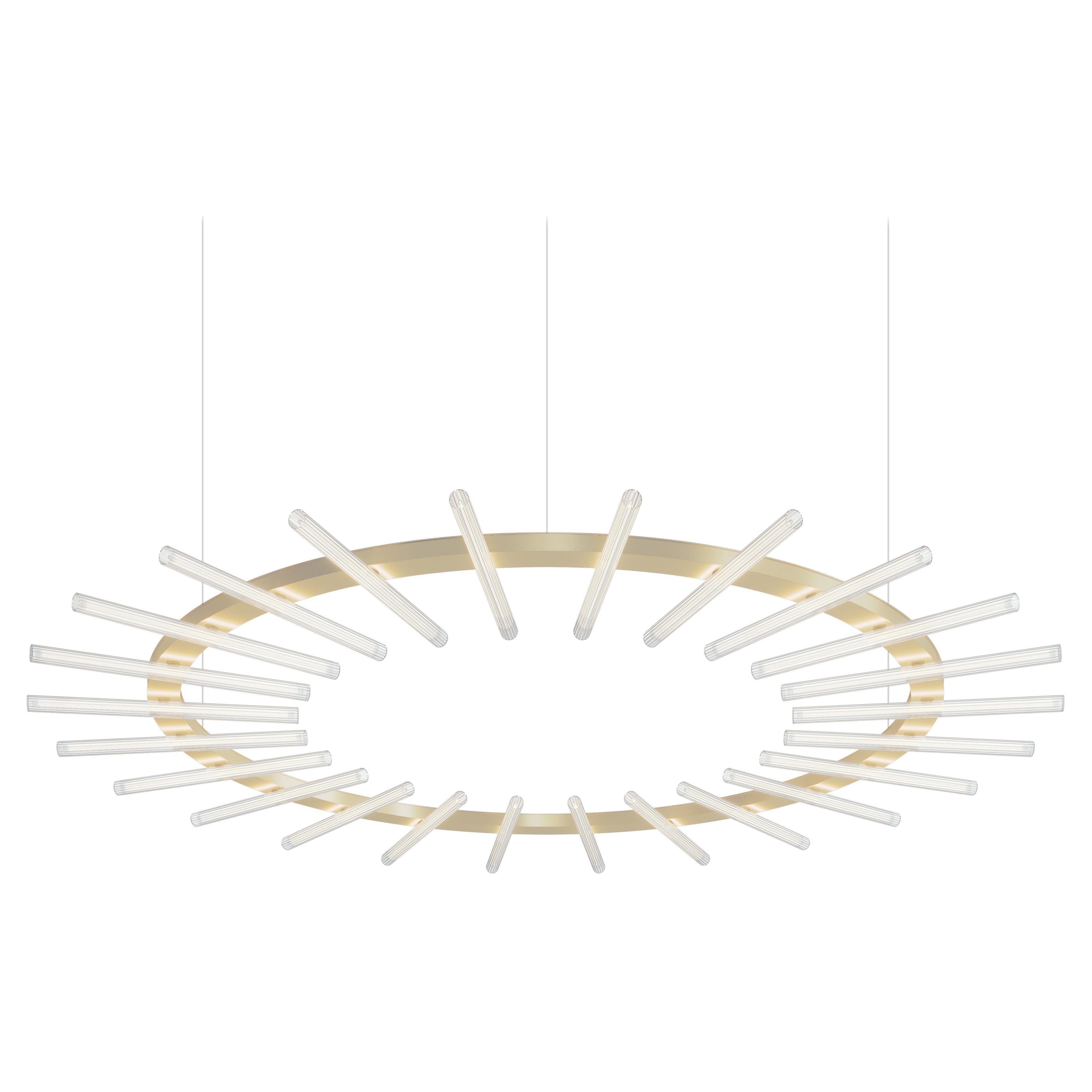 Komorebi Medium Round Champagne Aluminum Contemporary Pendant Lamp by JSPR