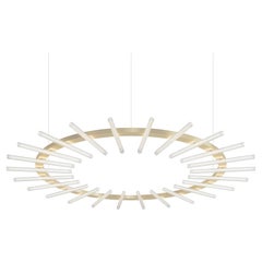 Komorebi Medium Round Champagne Aluminum Contemporary Pendant Lamp by JSPR