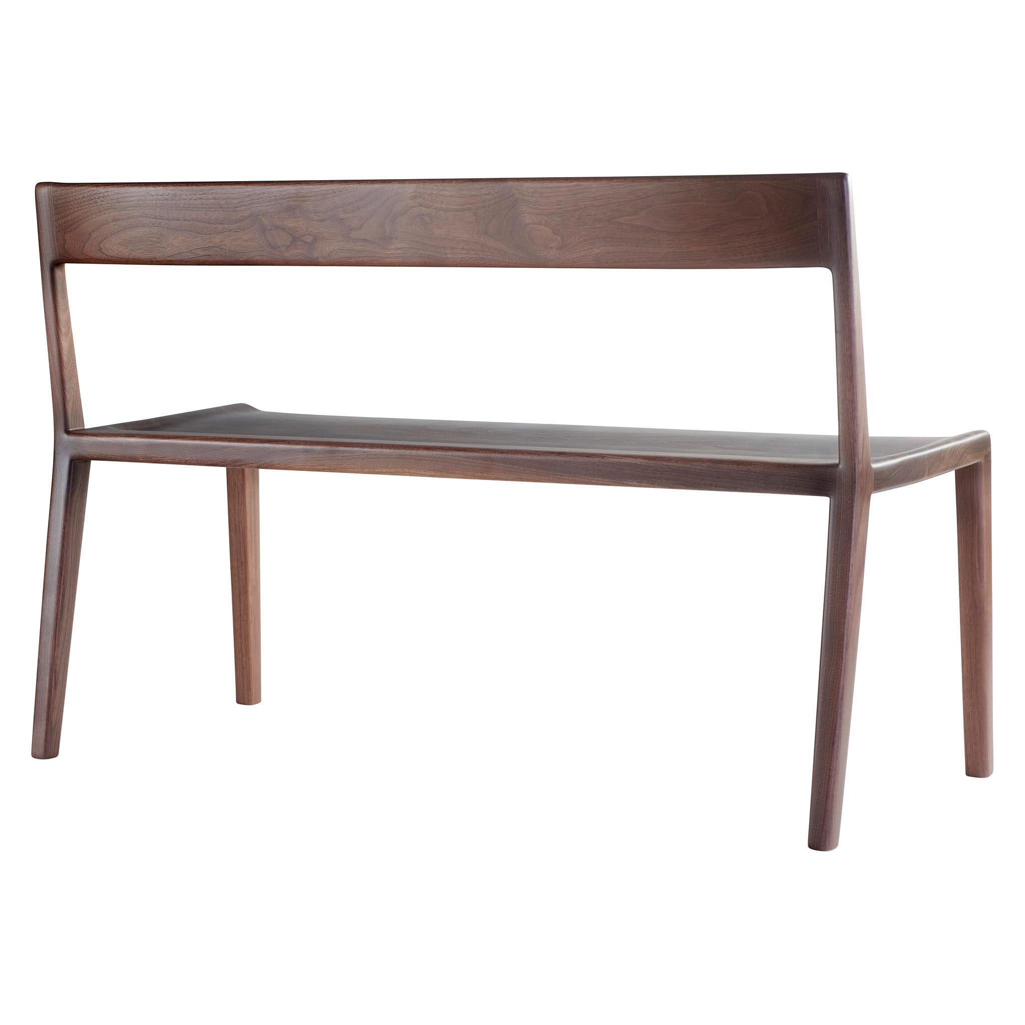 Woodwork Kompson Bench, Entryway Seating in Walnut For Sale