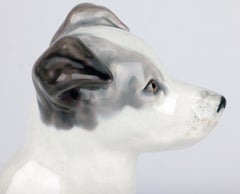 Konakovo Faience Mid-Century Russian Ceramic Seated Figure of a Dog