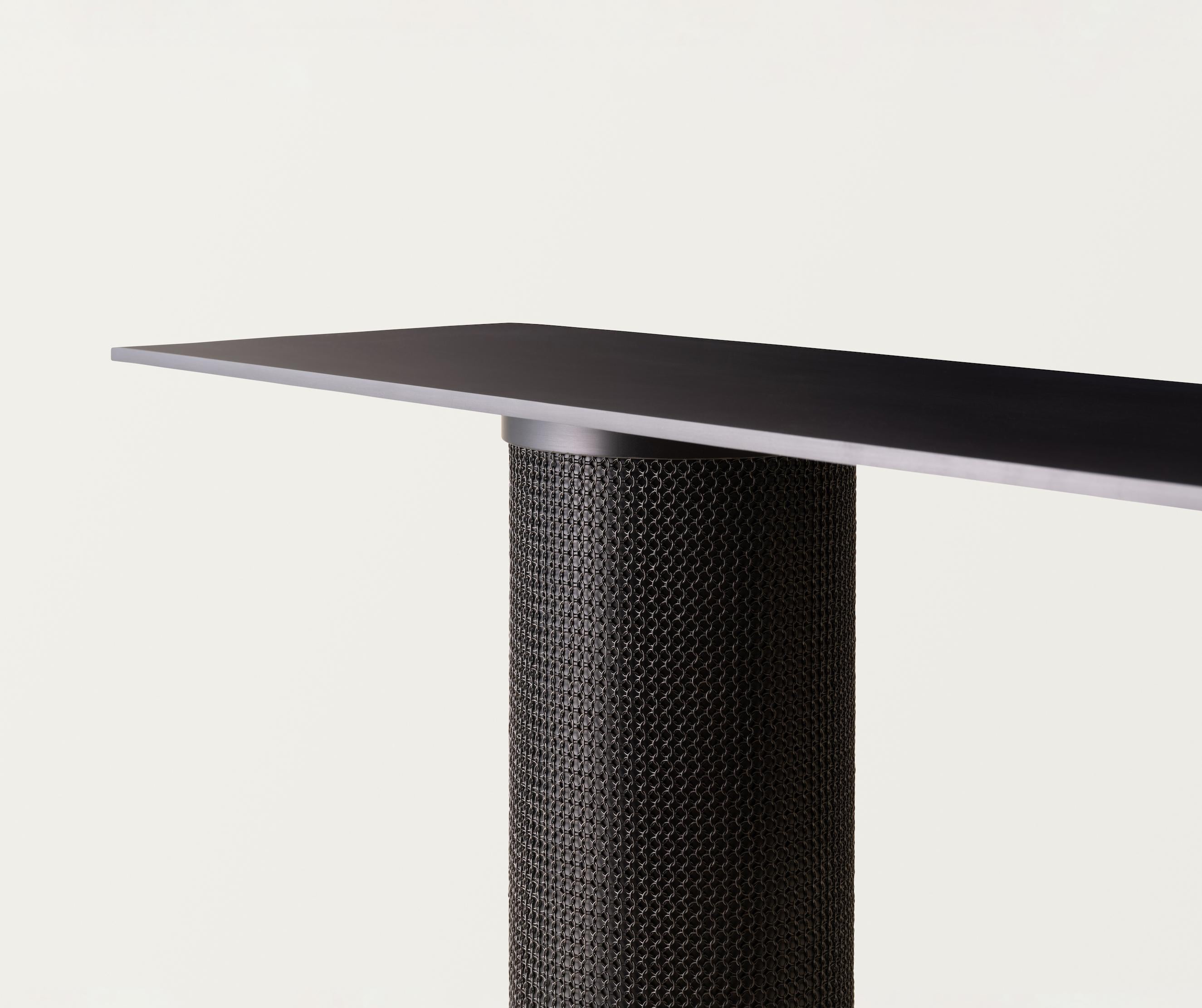 Konekt Armor Console Table with Chainmail; in Satin Black In New Condition For Sale In New York, NY