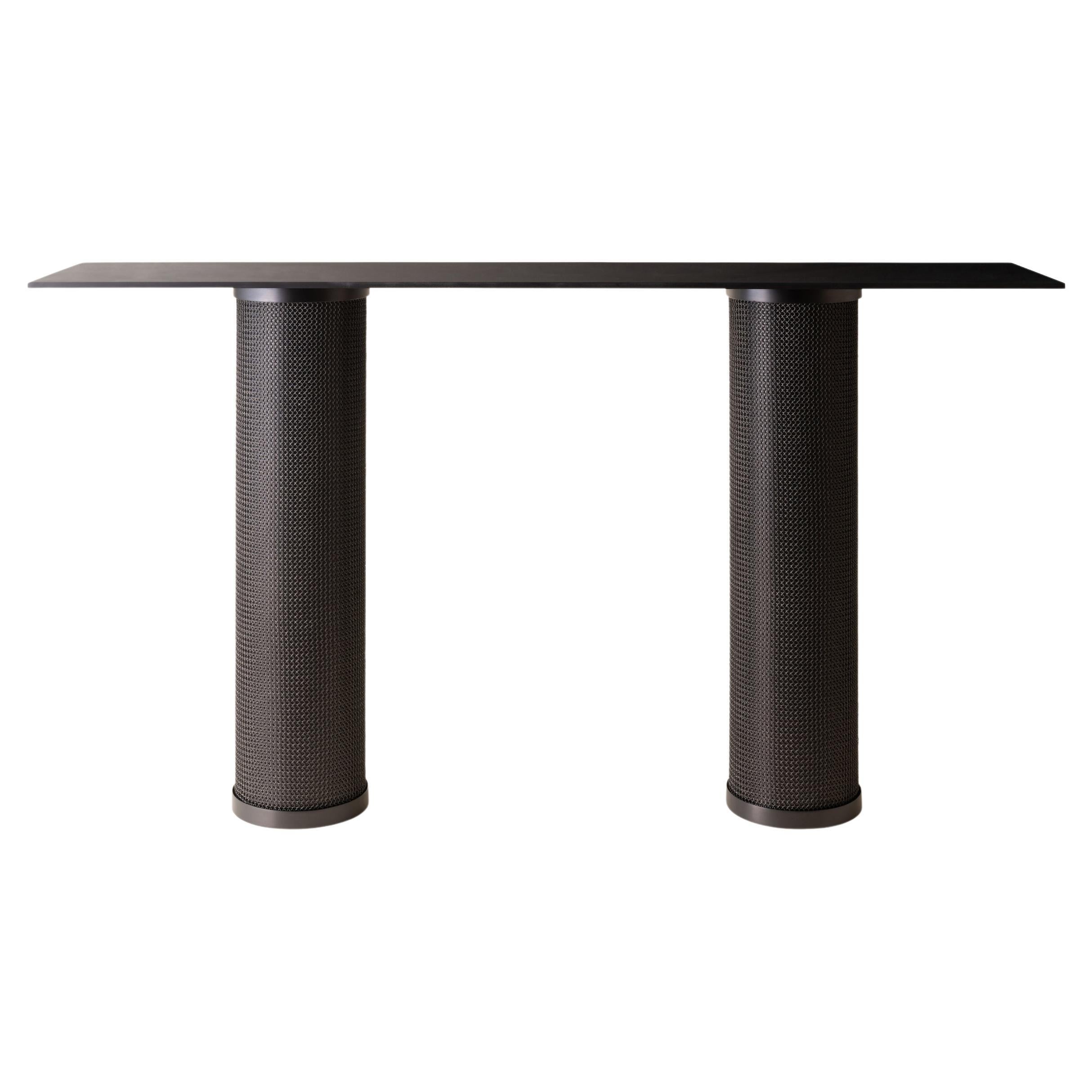 Konekt Armor Console Table with Chainmail; in Satin Black For Sale