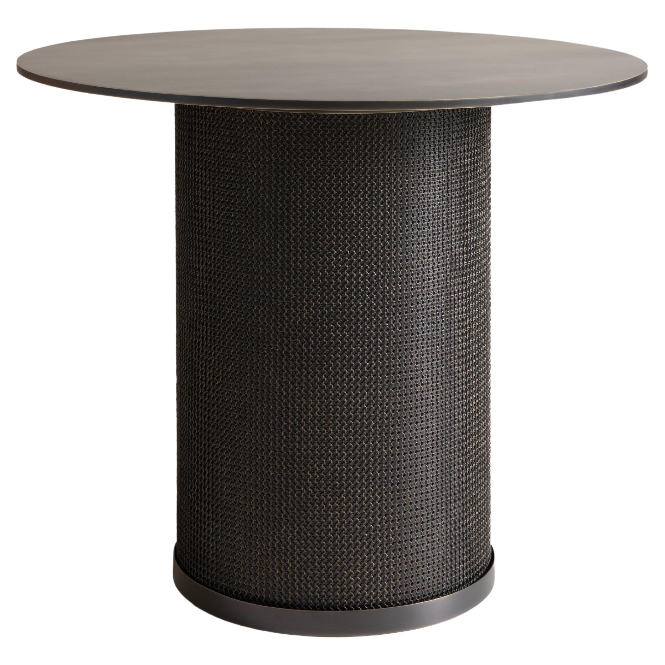 Konekt Armor Side Table Cylinder Large in Oil-Rubbed Bronze with Chainmail