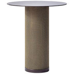 Mesa Auxiliar Konekt Armor Cilindro Pequeño en Bronce al Aceite con Cota de Malla