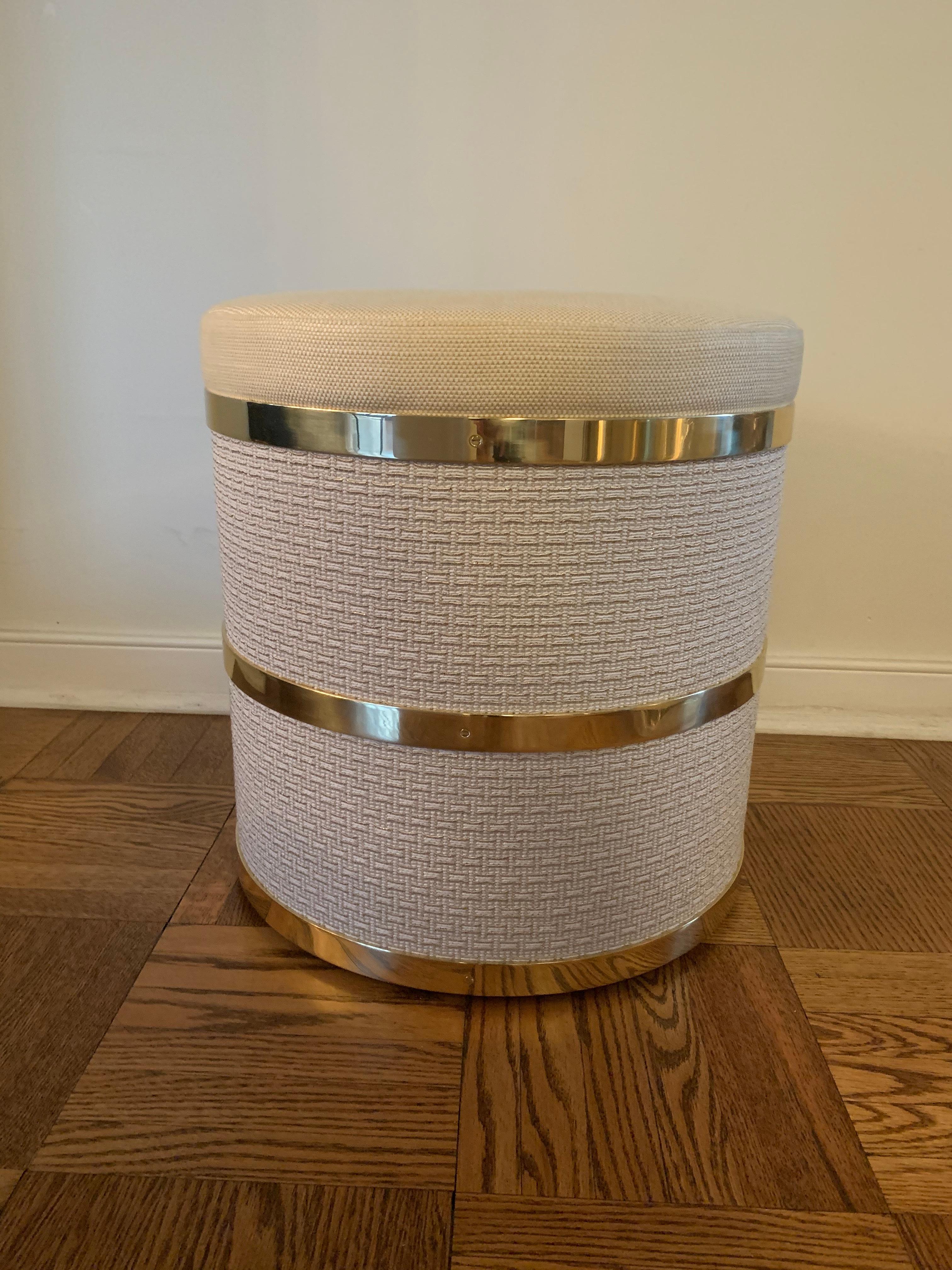 Konekt Circuit Stool in Antique Brass and Boucle For Sale 2