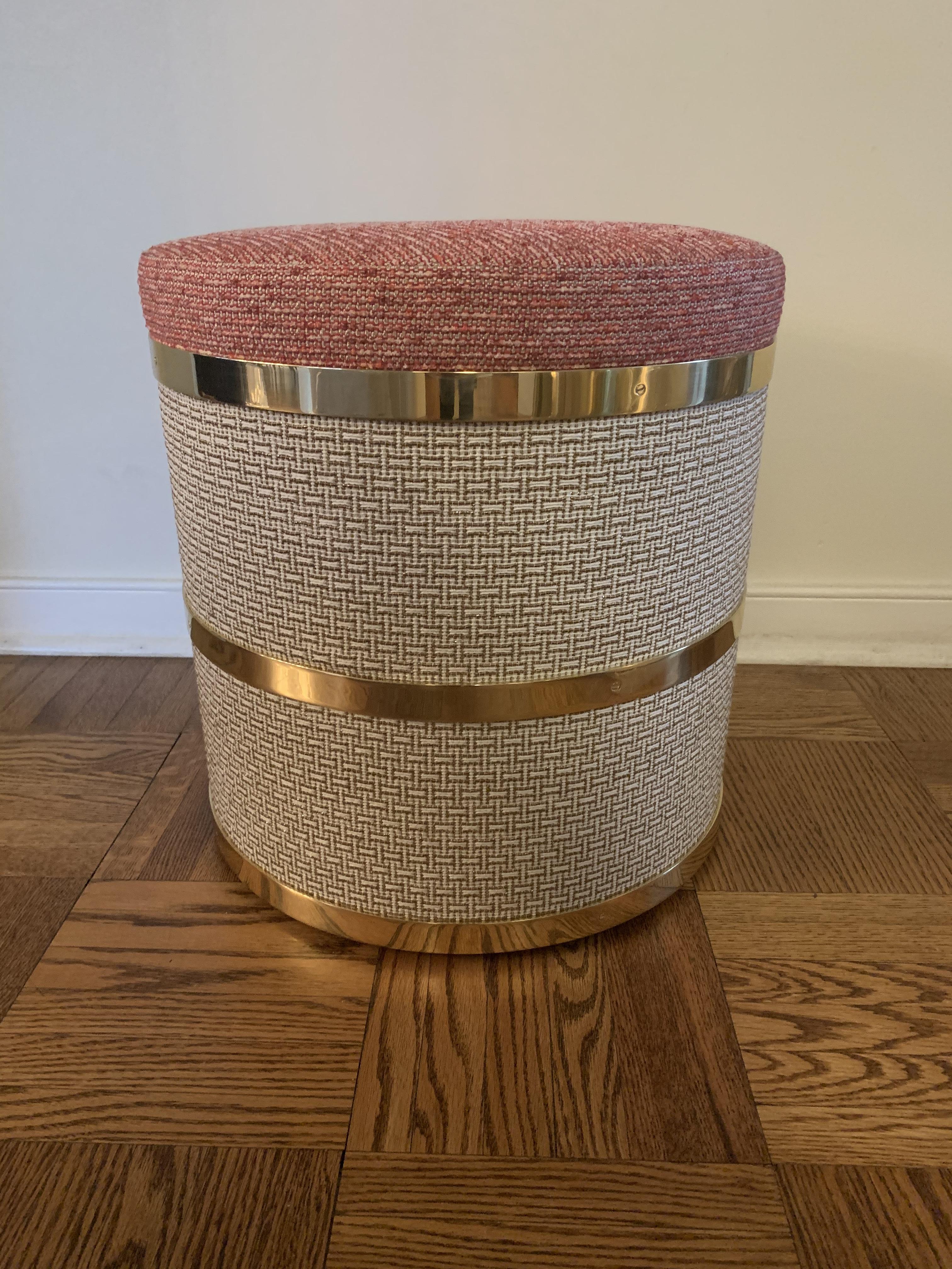 Konekt Circuit Stool in Antique Brass and Boucle For Sale 3