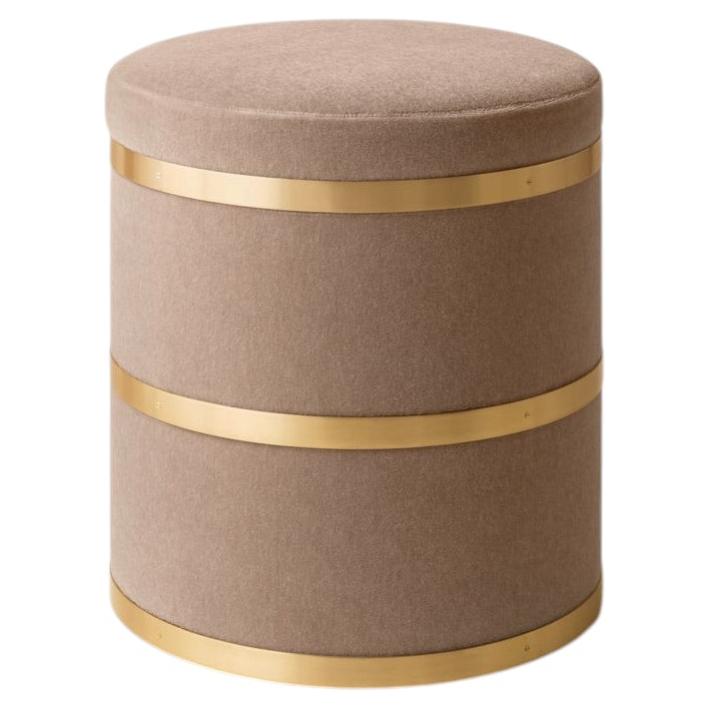 Konekt Circuit Stool in Satin Brass and Mohair Velvet For Sale