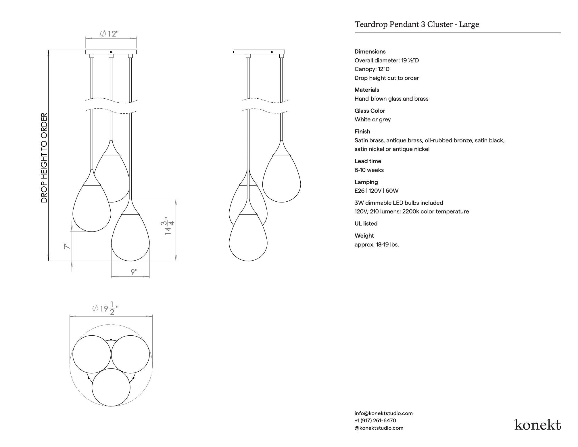 Americano Konekt Ciondolo a goccia grande a 3 grappoli in ottone satinato in vendita