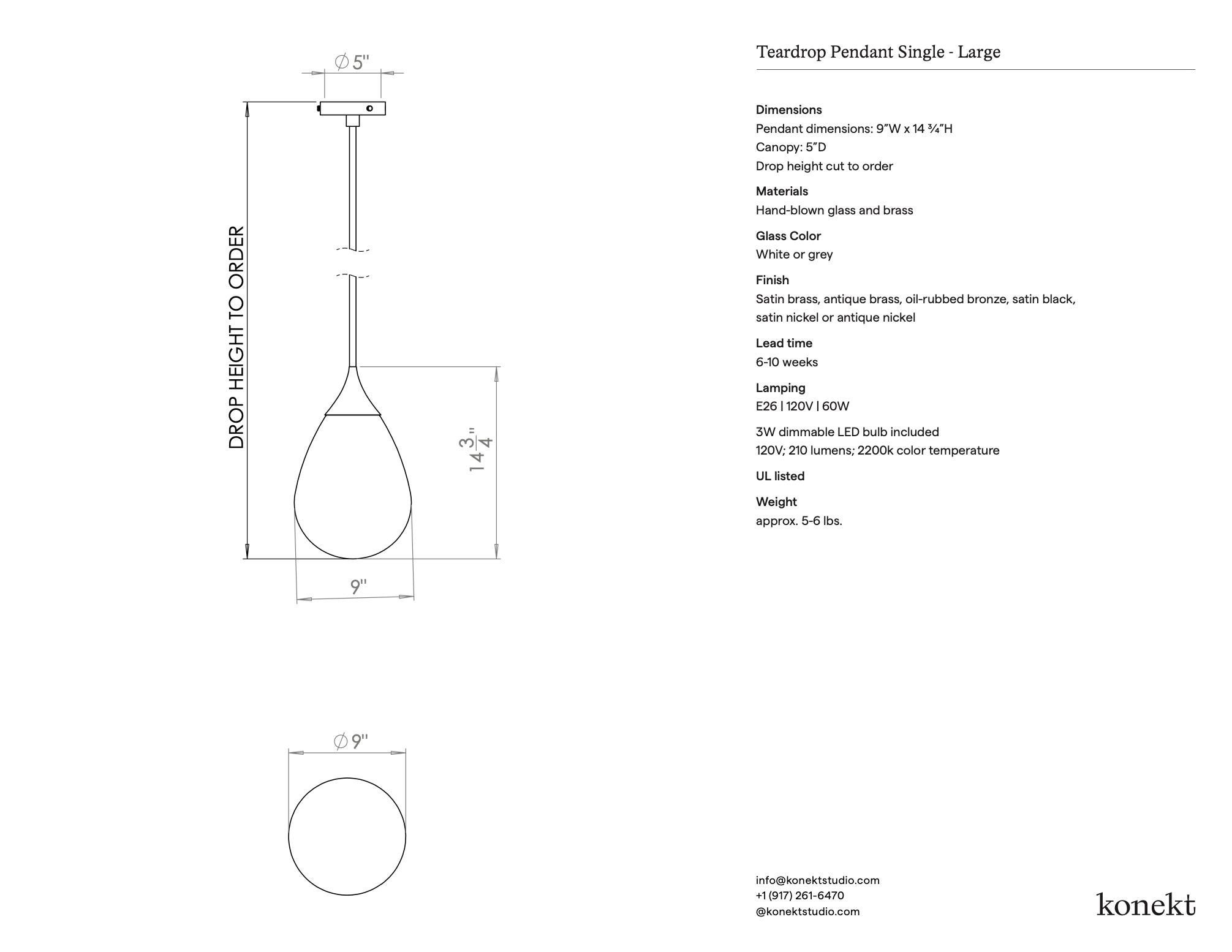 Ciondolo a goccia grande Konekt in ottone satinato in vendita 3