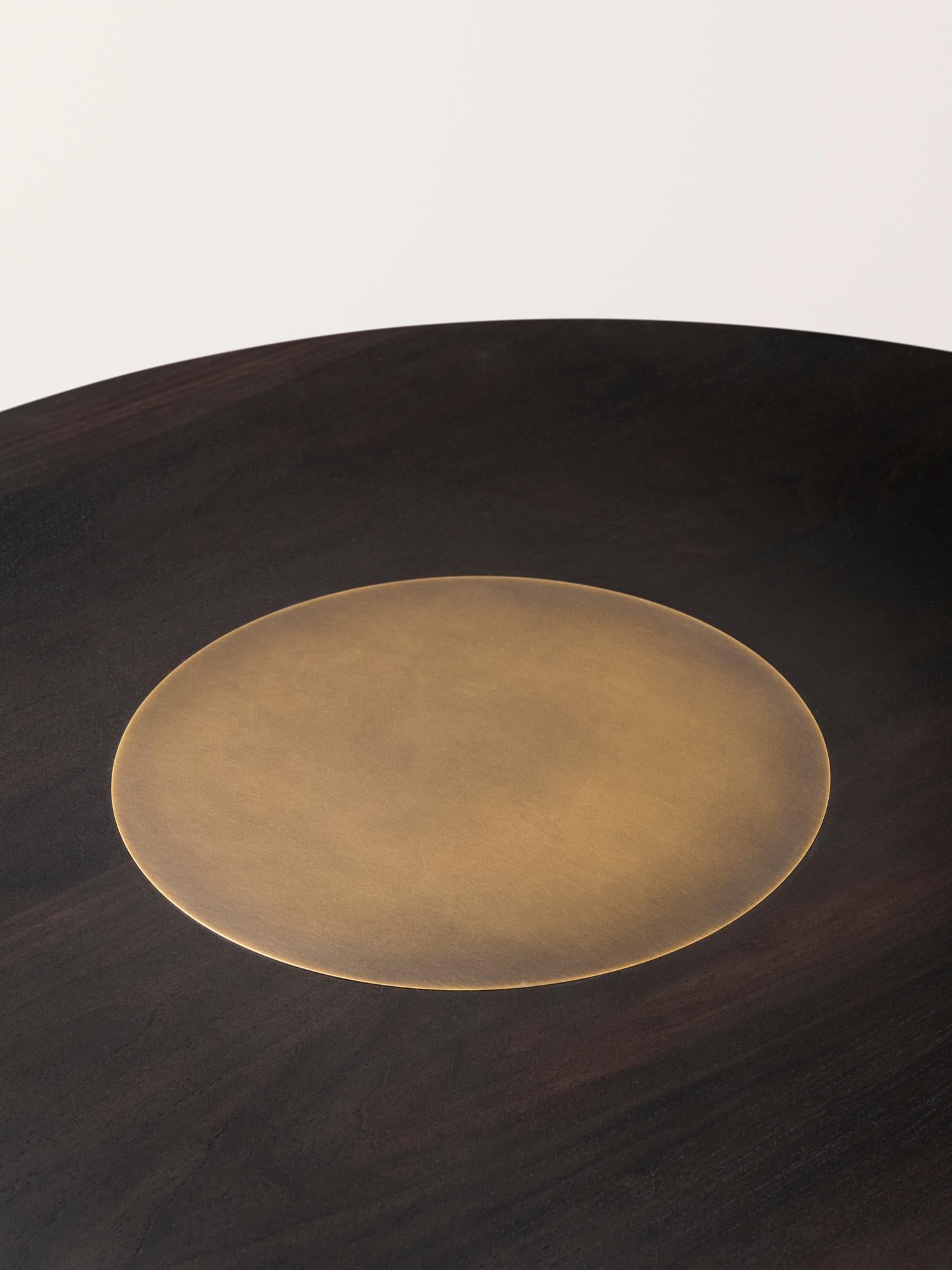 Konekt Nested Silo Coffee Tables Small/Medium - Ebonized Walnut & Antique Brass For Sale 3