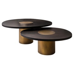 Konekt Tables basses imbriquées Silo Small/Medium - Noyer ébonisé & Laiton antique