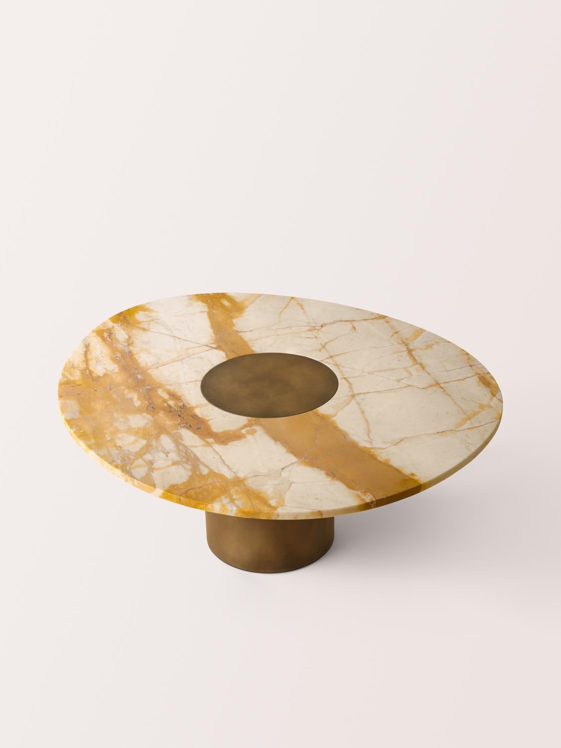 Contemporary Konekt Nesting Silo Coffee Tables Small/Medium - Marble and Antique Brass For Sale