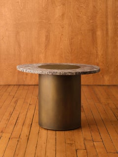 Konekt Silo Side Table Large - Dark Emperador and Antique Brass