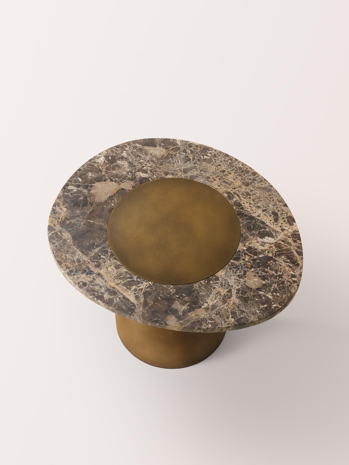 Contemporary Konekt Silo Side Table Large - Marble and Antique Brass For Sale