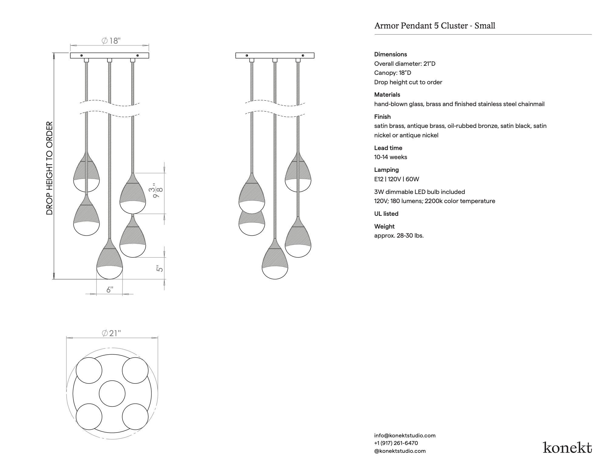 Ciondolo Konekt Small Armor a 5 grappoli in ottone antico In condizioni Nuovo in vendita a New York, NY