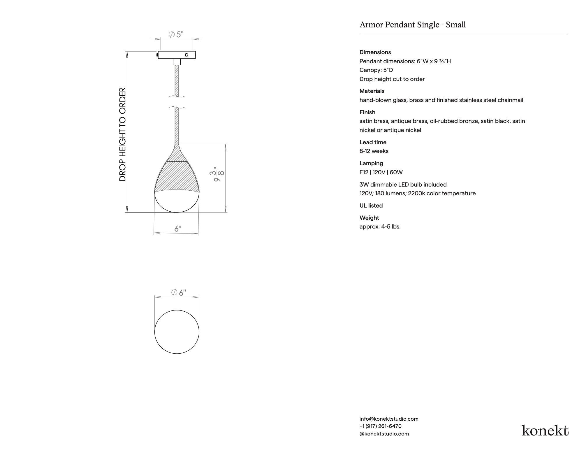Ottone Ciondolo Konekt Small Armor in ottone satinato in vendita