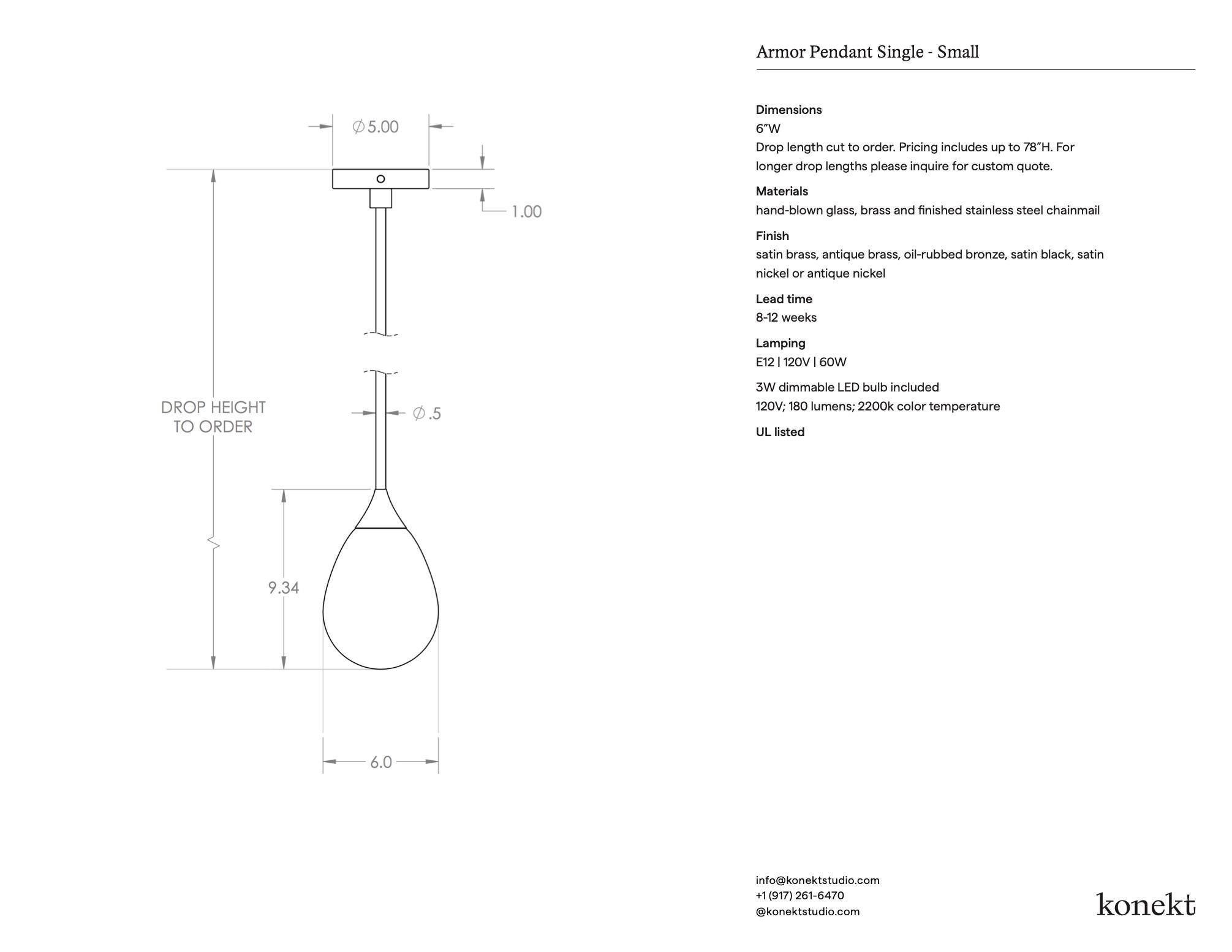 Konekt Small Armor Pendelleuchte aus satiniertem Messing im Angebot 4