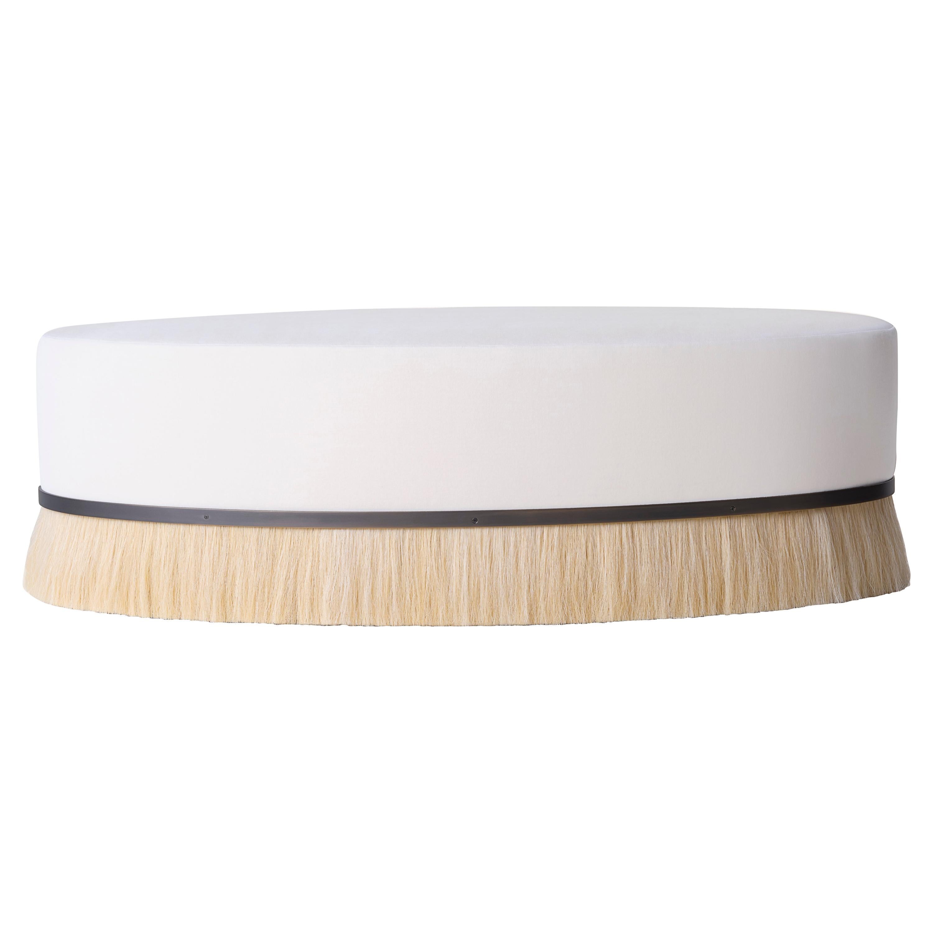 Konekt Thing Ottoman Oval Oil-Rubbed Bronze, Horse Hair and Velvet IN STOCK