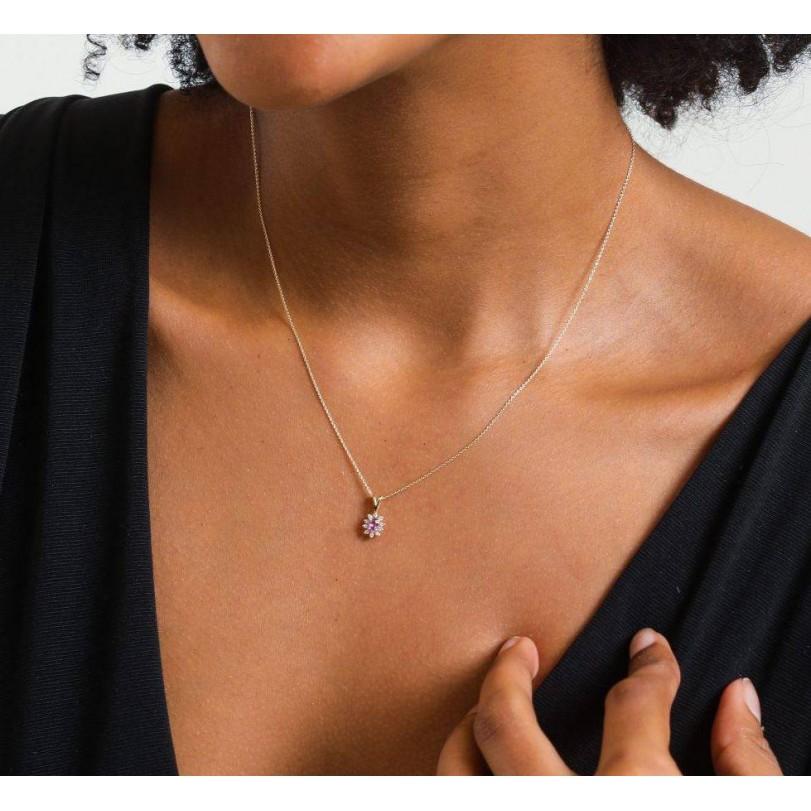 Halskette mit 0,35 Karat Dainty Pink Saphir und Diamant im Zustand „Neu“ im Angebot in Fatih, 34