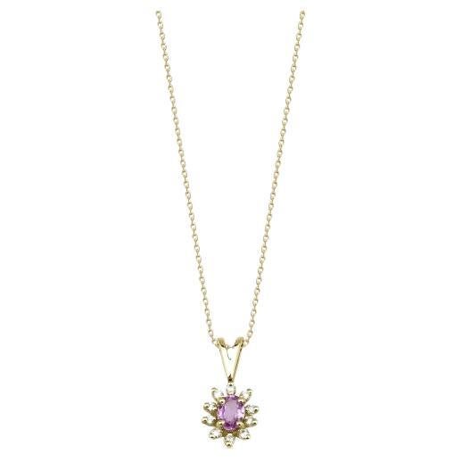 0.35ct Dainty Pink Sapphire And Diamond Necklace For Sale