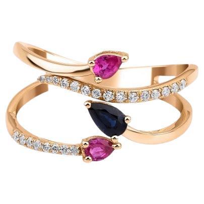 0.67ct Sapphire And Ruby Ring For Sale