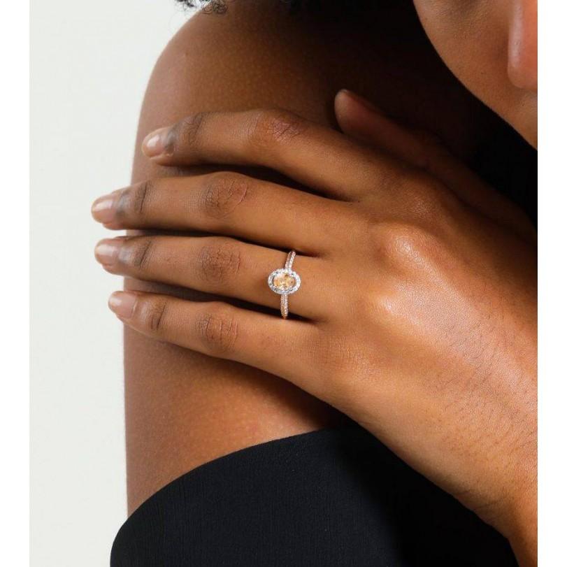 Women's 0.84 Ceylon Yellow Sapphire And Diamond Ring For Sale