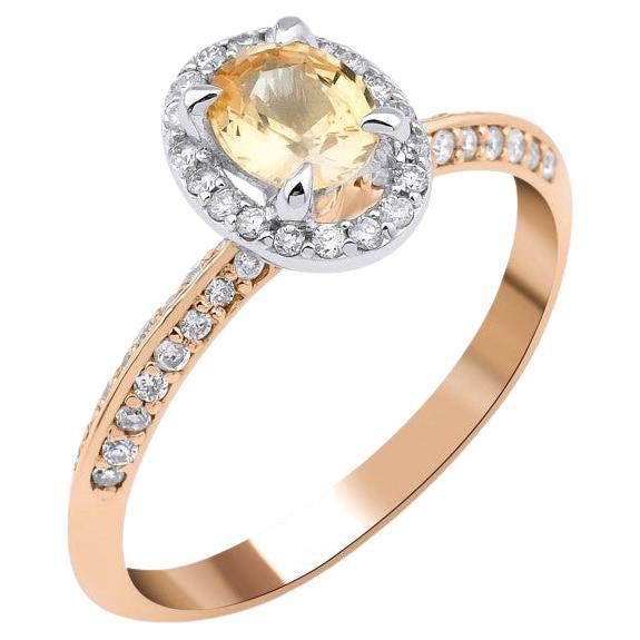 0.84 Ceylon Yellow Sapphire And Diamond Ring For Sale