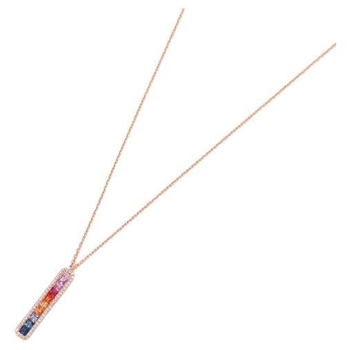 1,25 Karat Regenbogen-Saphir- und Diamant-Halskette