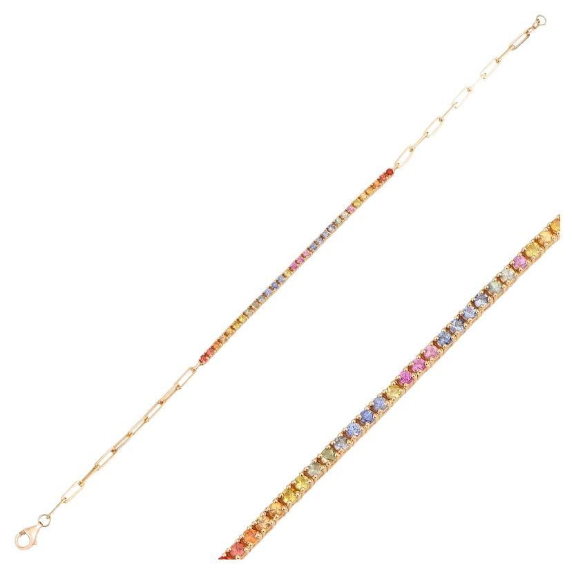 1.35ct- Rainbow Sapphire Diamond Bracelet For Sale