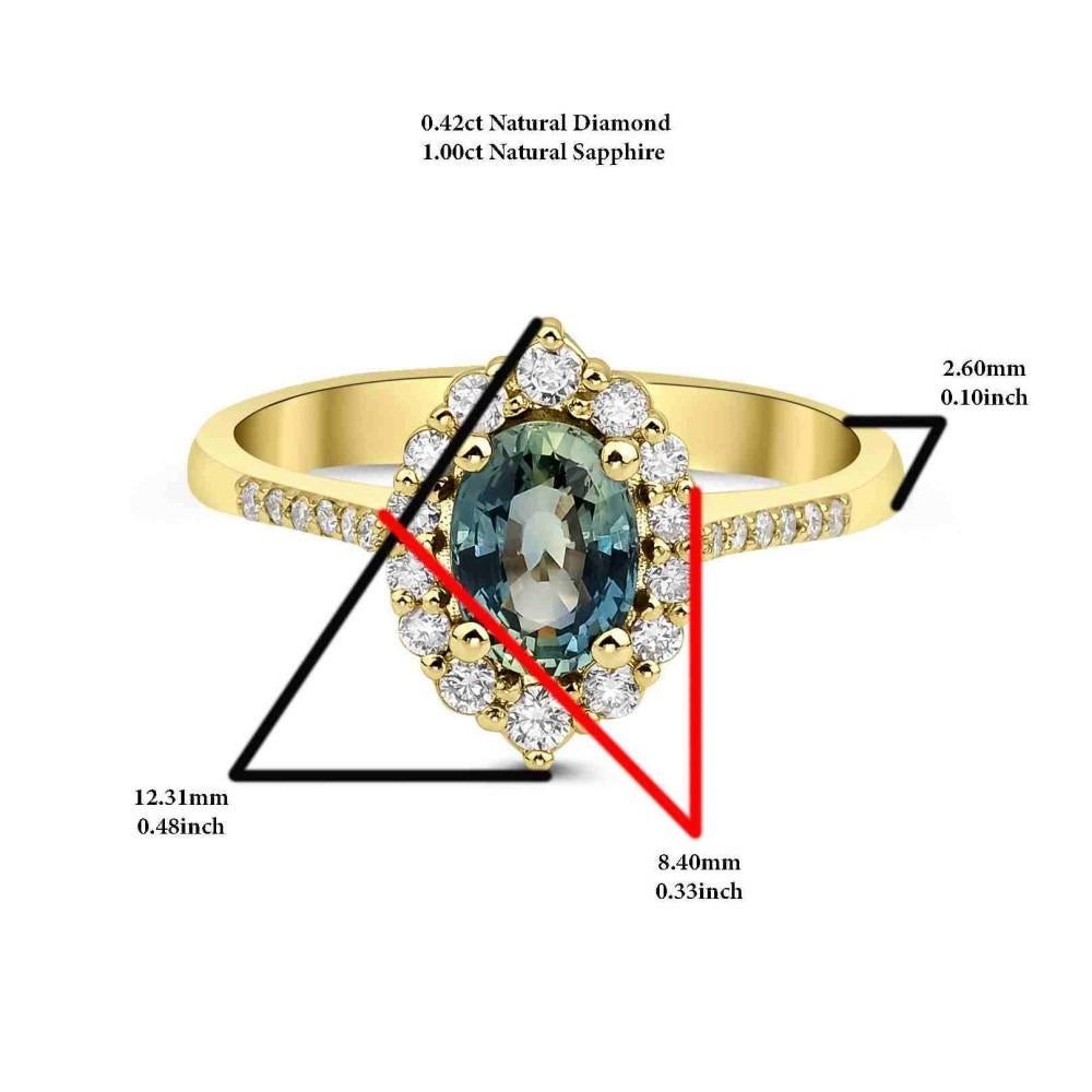 1.42ct Teal Sapphire And Diamond Halo Ring In New Condition For Sale In Fatih, 34
