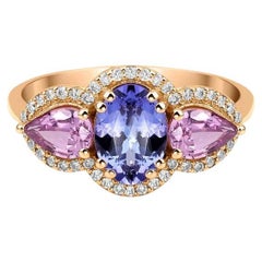 1.42ct Teal Sapphire And Diamond Halo Ring