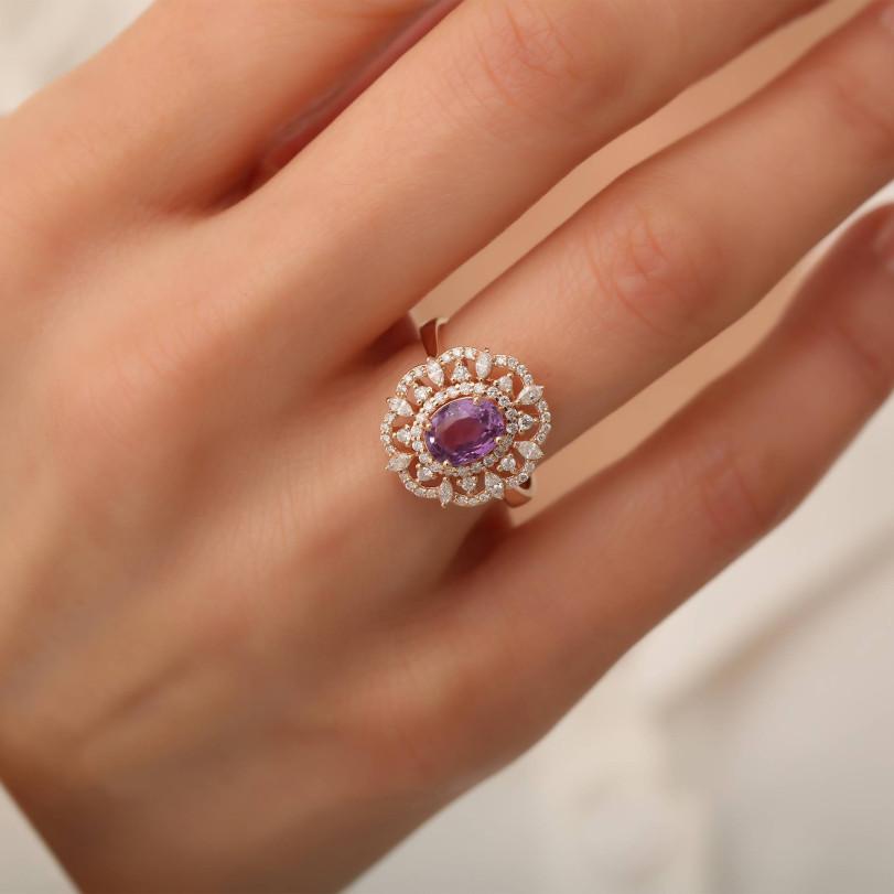 Modern 2.36ct No-Heat Pink Sapphire Diamond Ring For Sale