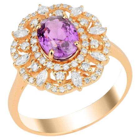 2.36ct No-Heat Pink Sapphire Diamond Ring For Sale