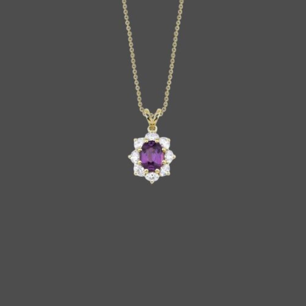 Modern 2.40ct Purple Sapphire And Diamond Necklace For Sale