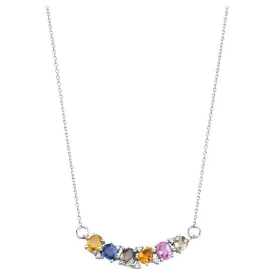 2.42ct Multicolor Sapphire And Diamond Necklace
