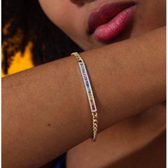 Bracciale a catena con zaffiro arcobaleno da 2,58 carati A Link