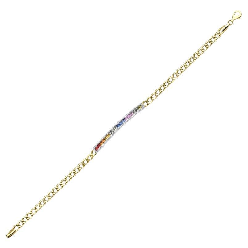 2.58ct Rainbow Sapphire Chain Link Bracelet