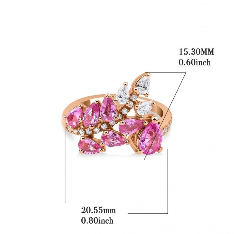Round Cut 2.59ct Pink Sapphire And Diamond Cluster Ring For Sale