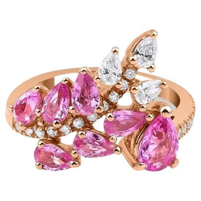 2.59ct Pink Sapphire And Diamond Cluster Ring For Sale