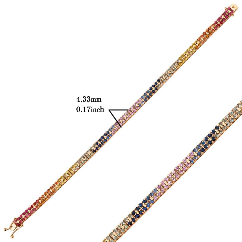  5.80ct Multicolor Sapphire 'Tetris' Bracelet In New Condition For Sale In Fatih, 34