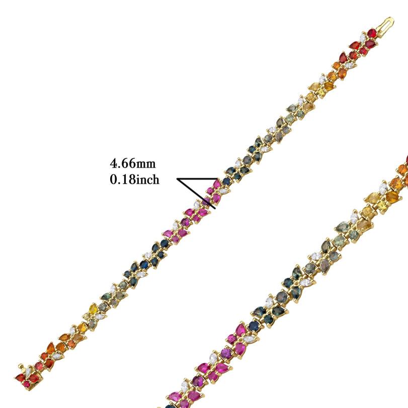 9.80ct Multicolor Sapphire And Diamond Flower Bracelet For Sale 6