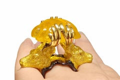 Konforti Jewelry 90ct Yellow Lepidolite Silver Cocktail Ring- Ready To Ship