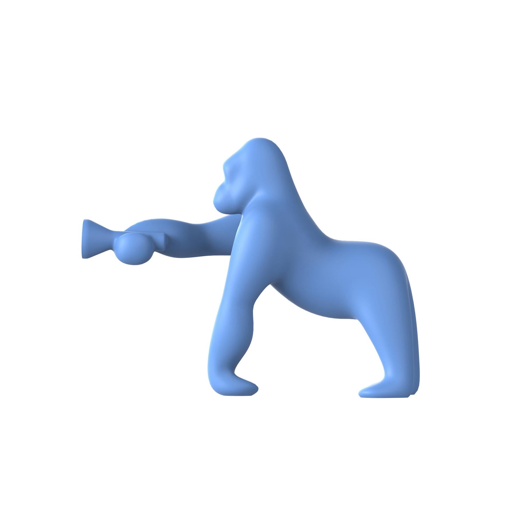 Modern Kong XS Gorilla Light Blue Table Lamp, Designed by Stefano Giovannoni For Sale