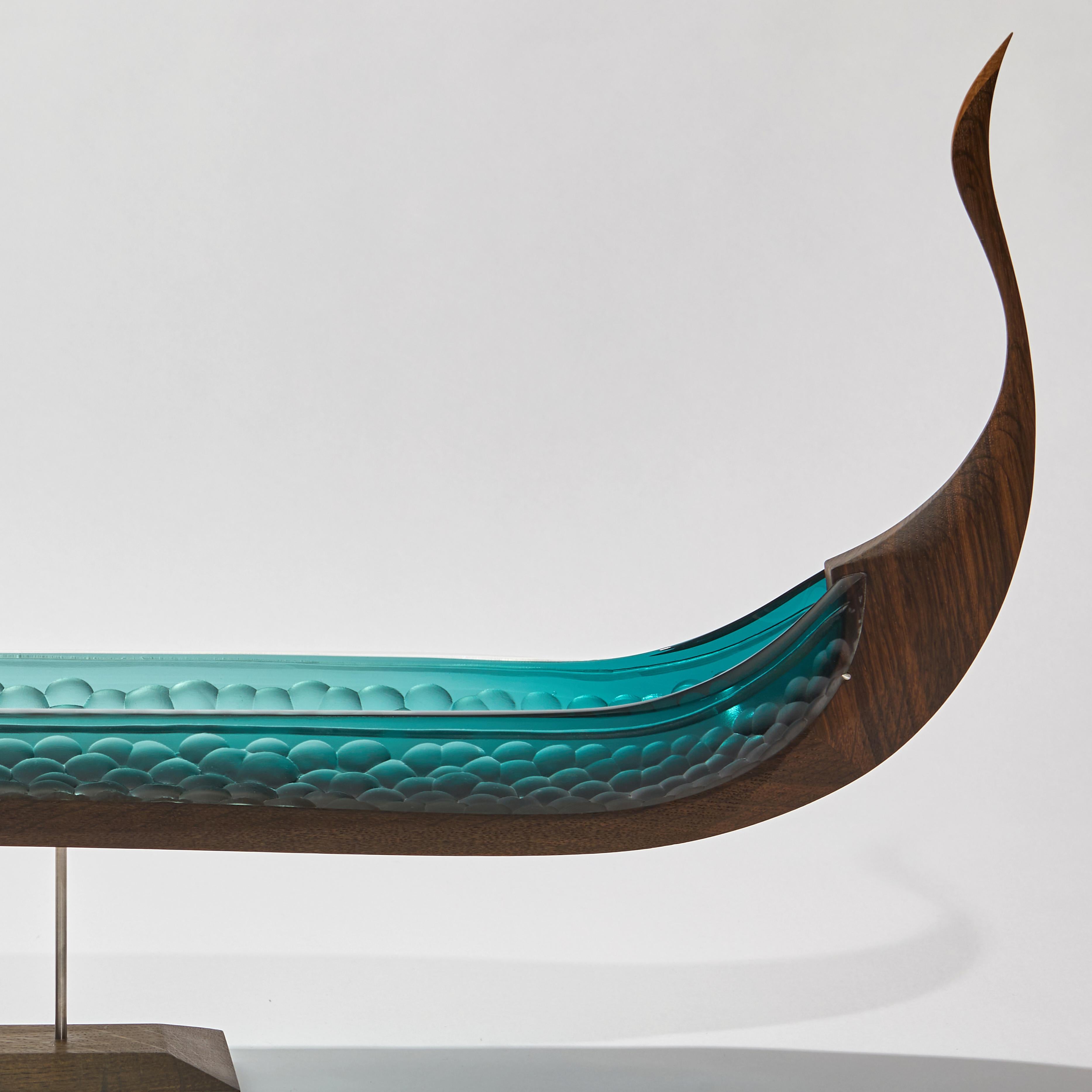 Hand-Crafted  Konge, a Unique Sculpture in Jade Glass & Oak by Backhaus & Brown and Egeværk