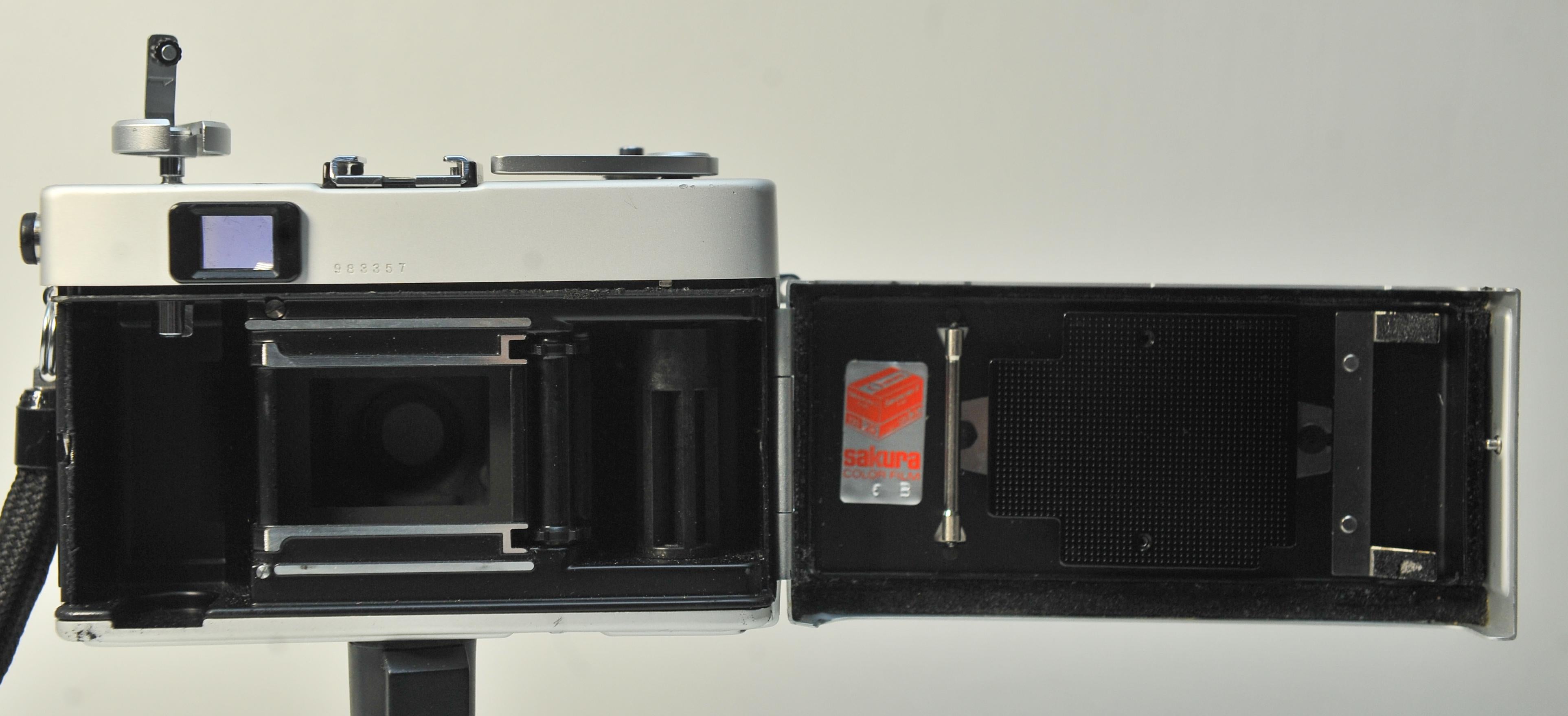 Steel Konica C35 Automatic 35mm Film Compact Rangefinder Camera with 38mm Hexanon F2.8 For Sale