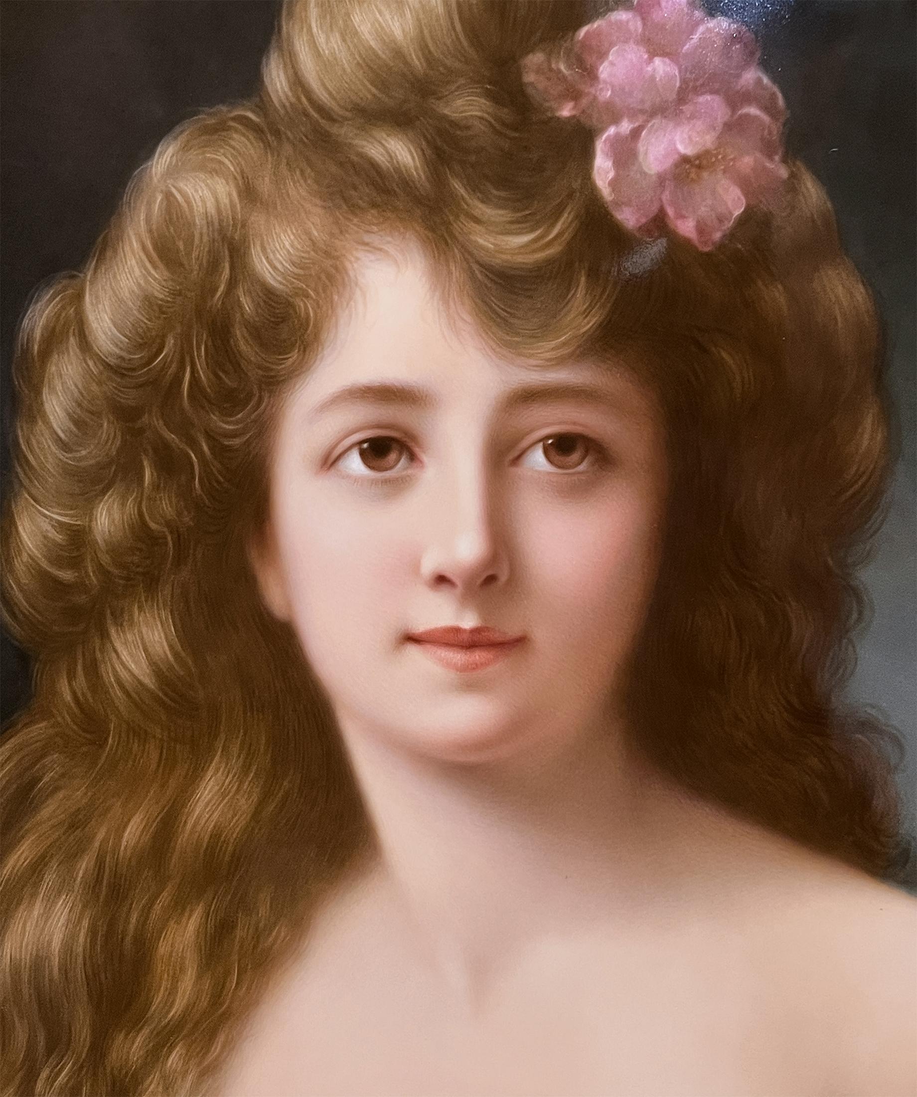 A Extra Large KPM Porcelain Portrait Plaque after Angelo Asti by Müller - Painting by Königliche Porzellan-Manufaktur (KPM)