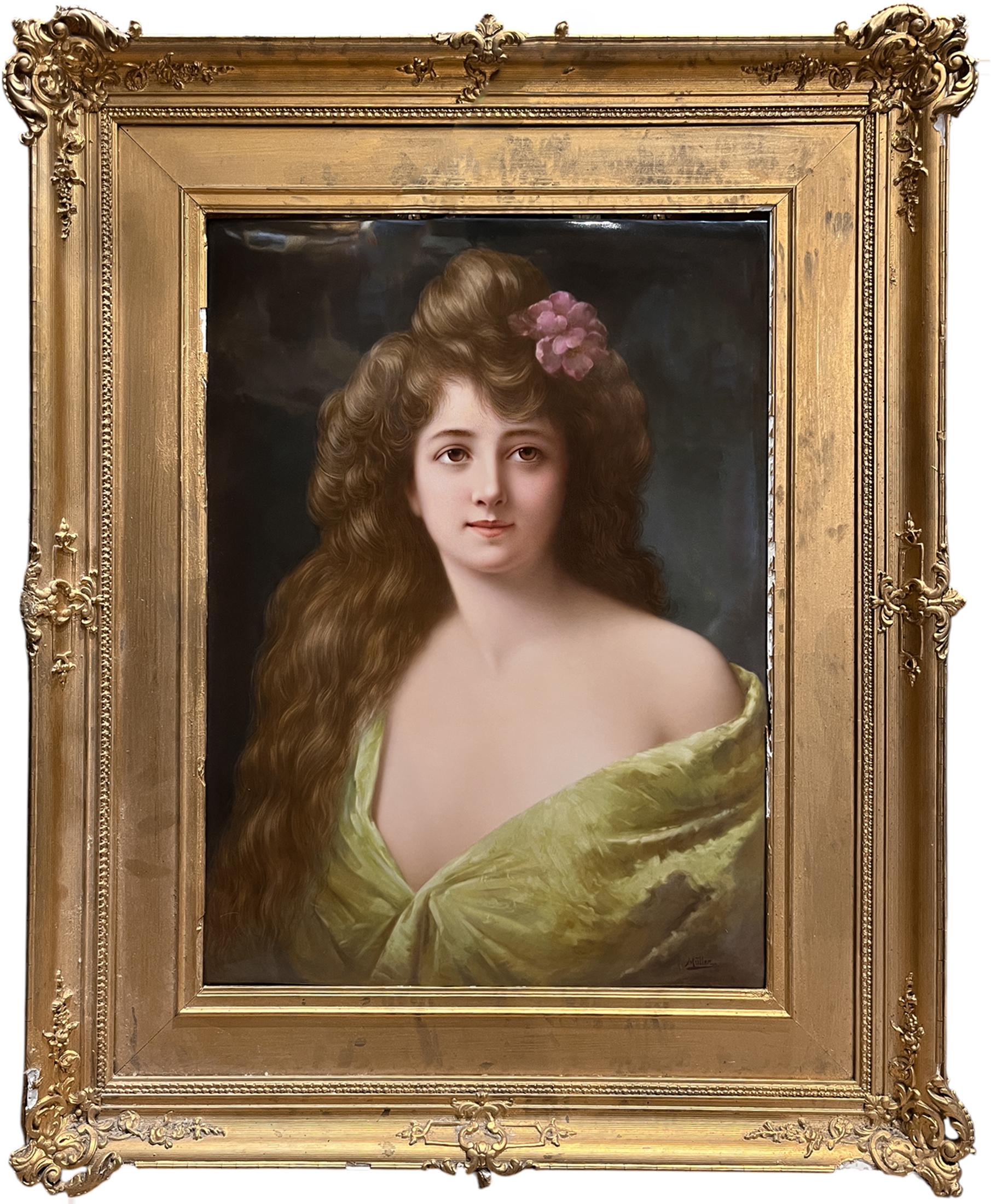 Königliche Porzellan-Manufaktur (KPM) Portrait Painting - A Extra Large KPM Porcelain Portrait Plaque after Angelo Asti by Müller
