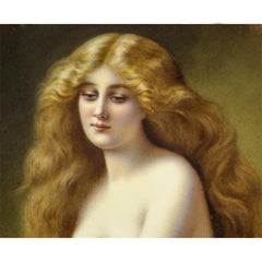 A Fine KPM Plaque of a Semi Nude Beautiful Woman Sitting