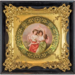 K.P.M. Round Porcelain Plaque Depicting Two Beauties
